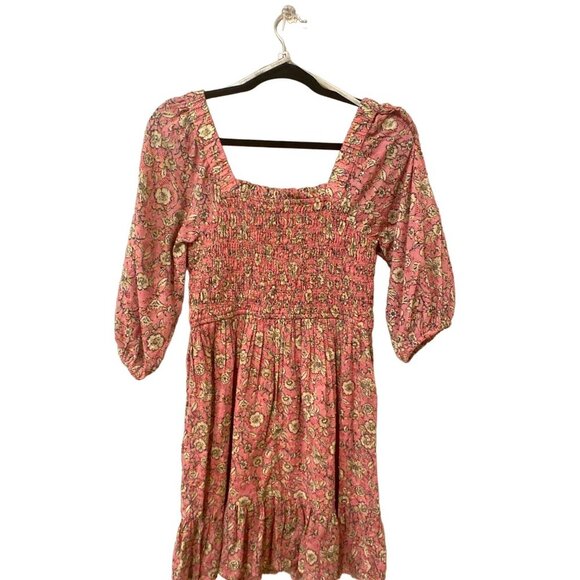 NWT Jessica Simpson Women's Printed Smocked Dress in Dots & Roses, Size Small - Picture 5 of 7